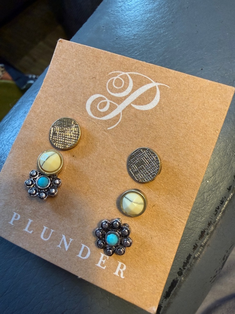 Plunder new with tags. Three sets of stud earrings absolutely gorgeous.